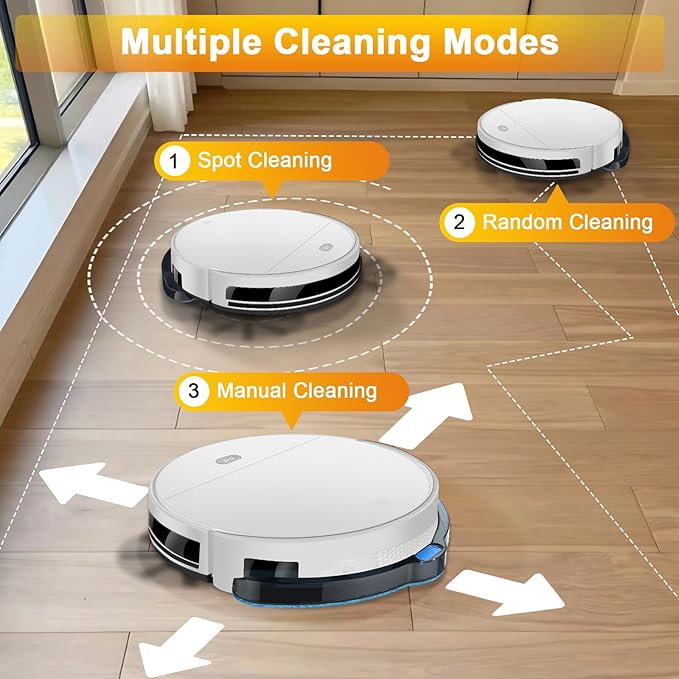 Robot Vacuum and Mop Super Thin 2 in 1 Robotic Vacuum Cleaner Up to 4500Pa Suction with Schedule Clean Mute Super Remote Control/App/Voice utomatic Recharge Ideal for Pet Hair Vacuums All Floors