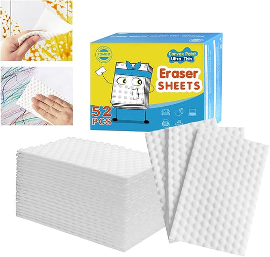 52 PCS Magic Sponge Eraser Sheets,Upgrade Convex Point Melamine Sheets，Disposable Portable Magic Cleaning Eraser Thin Wipes for Kitchenware Bathroom Shoe Sink Car Interiors Hard-to-Reach Places