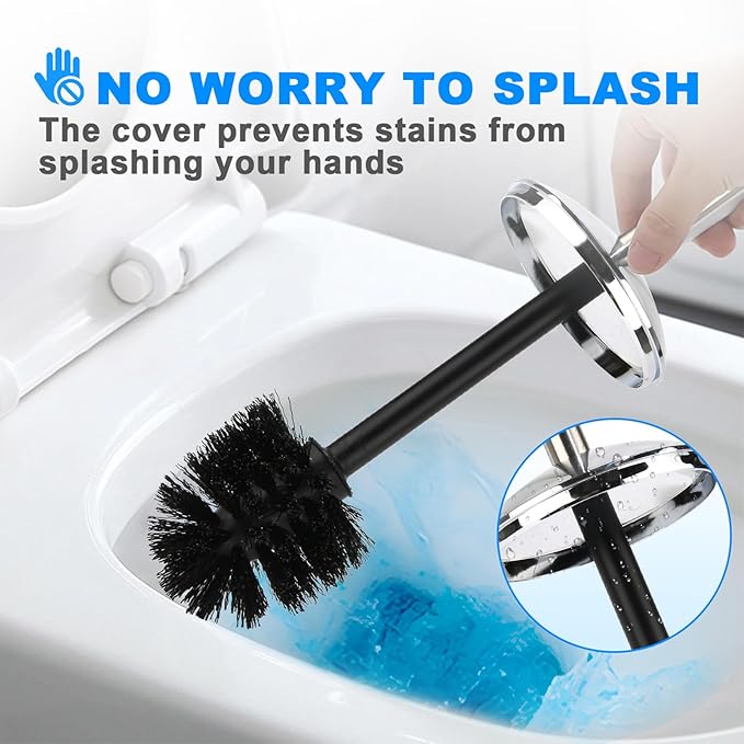 Red Toilet Brush and Holder Set, 2 Pack – Toilet Brush Red with Stainless Steel Handle, Non-Scratch Bristles, Compact and Drip-Free, Toilet Bowl Brush for Bathroom and Home Use