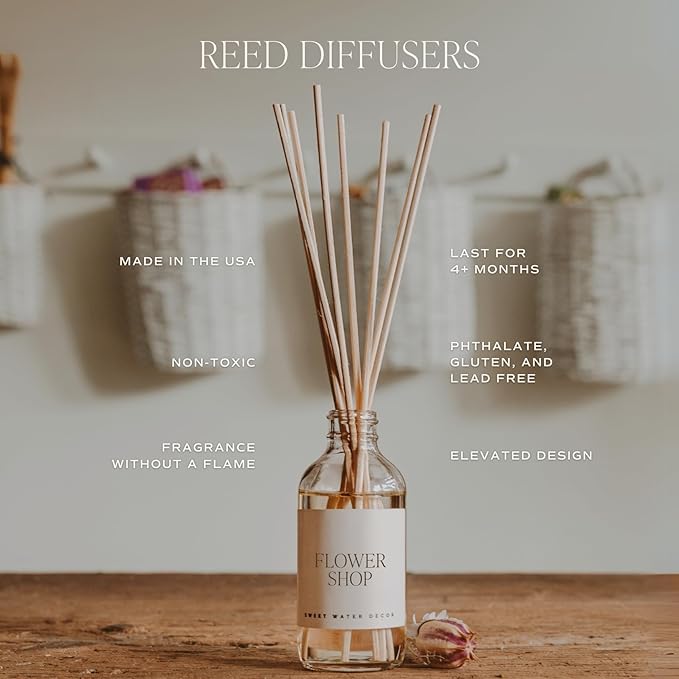 Sweet Water Decor Palo Santo Patchouli Reed Diffuser Set for Home - Clove, Vanilla, Patchouli, Sandalwood Spa Scented Diffusers - Housewarming Gift Lasts 4+ Months, Made in The USA