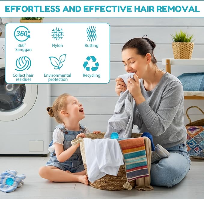Pet Hair Remover for Laundry 12PCS Reusable Dog Hair Catcher Efficient for Clothes Bedding Washer Dryer Safe No Fabric Damage