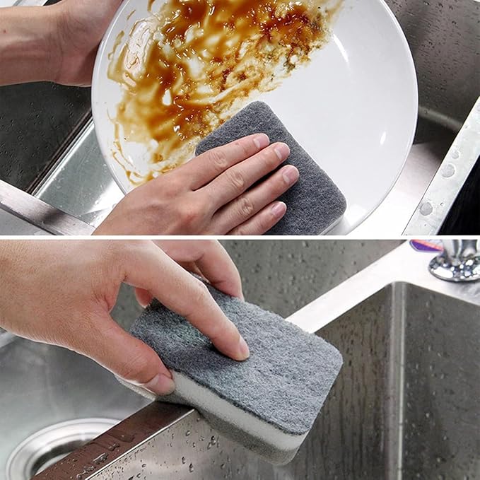 Sponge Individually Wrapped, Kitchen Dishwashing Sponges Bulk, Non Scratch Dishes Scouring Pad, Odor-Free Cleaning Sponge Wipes Scrubber Suitable for Travel Camping Apartments (200 Pack)