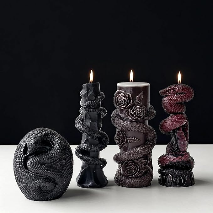Snake Pillar Molds Animal Resin Mold - Resin Casting Silicone Molds for Home Decor & Candle Making Wave Spiral Mold