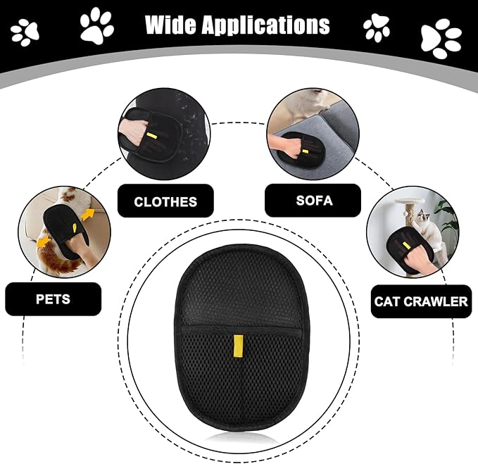 Vindobil Pet Hair Removal Gloves for Cats and Dogs, Reusable Electrostatic Grooming Glove for Pet Hair Remover on Furniture, Carpet Clothing 2 Pcs