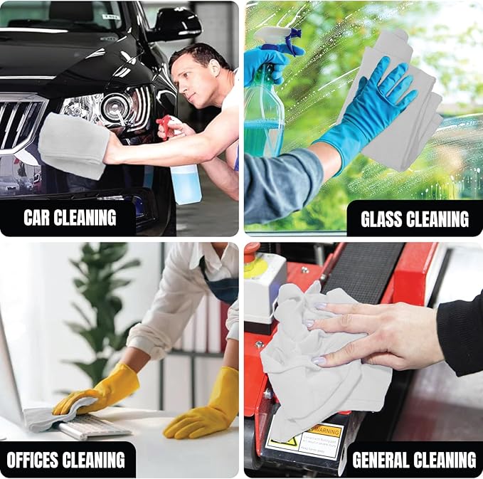 Premium White Huck Towels – (100 Pack) 15 x 30 inches 100% Cotton Bulk Towel for General Cleaning, Auto Shop, and Hospital Use, Super Absorbent, Machine Washable Cloth