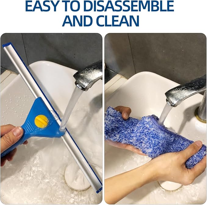 MRDARENSU Professional Window Cleaning kit, 2-in-1 Window Squeegee with 122" Extension Poles, Suitable for Indoor & Outdoor Windows, High Glass, High Windows, Multi-Purpose Car Windshield Cleaning