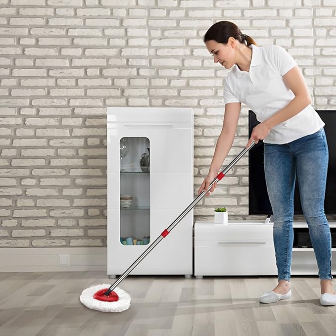 O-Cedar Spin Mop Replacement Head Set with Base and 30" to 58" Handle, Combo Set Includes 4 Pack Mop Refills