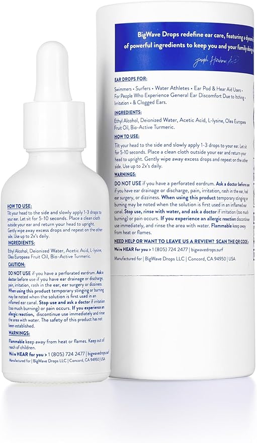 Fast-Acting Ear Drops Preferred by Professional Athletes for Ear Discomfort, Ear Infections, Swimmer’s Ear, Clogged Ears, Wax Removal, and Itchy Ears