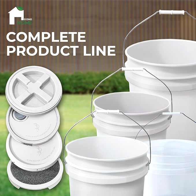 5-Gallon Dark Blue Bucket Pail with Gamma Seal Screw on Airtight Lid, Metal Handles with Plastic Grip for Easy Carrying, Stack and Store, Heavy-Duty 90MIL Extra Durable, Food Grade, BPA Free - 2 Pack