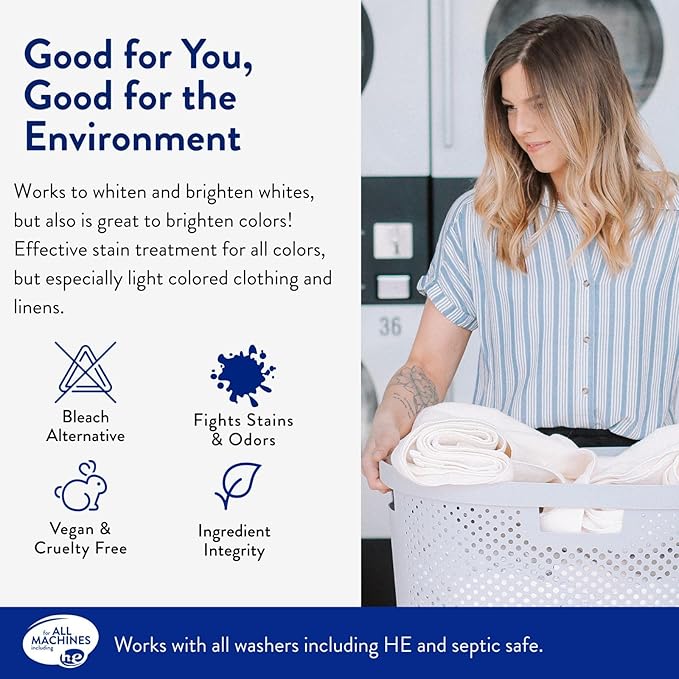 The Clean People Oxygen Brightener Stain Remover | Bleach Alternative, Simple Ingredients, Brightens Dull Whites AND Colors | 79 oz