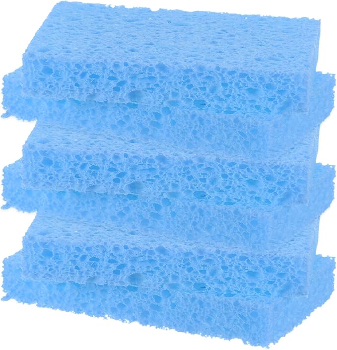 M METERXITY 6-Pack Kitchen Sponges, Condense Eco Cellulose Non-Scratch Scrub Heavy Sponge for Kitchen/Household/Bathroom, Clean Tough Messes Dish Scrubber [Blue]