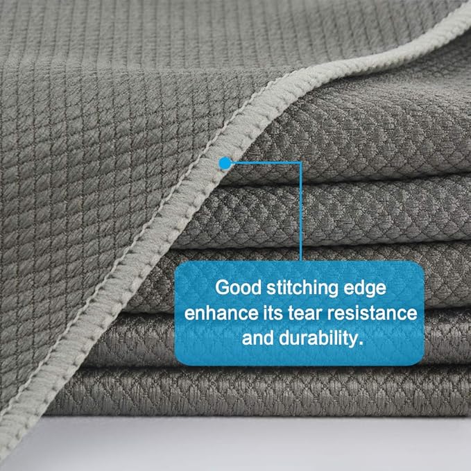 SINLAND Microfiber Glass Cleaning Cloth for Window, Car Windows, Mirrors, and Stainless Steel, Lint Free, Streak Free, 6-Pack, 16x16 Inch Grey