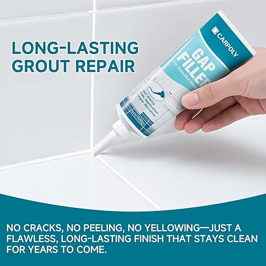 CARPOLY Tile Grout Repair Kit, 2 Pack White Grout Filler for Bathroom, Kitchen, Rstore & Renew Tile Joints Line, Triple Protection, Fast Drying Shower Grout with Tools(White, 10.58oz/300g)
