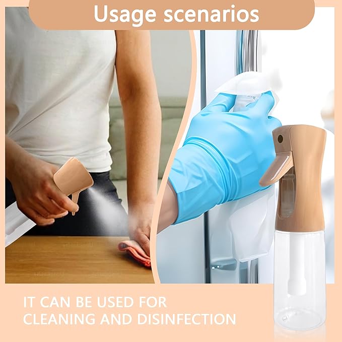 Spray Bottle for Hair Continuous Ultra Fine Mist (200ml) 360° Multi Spray Bottle for Plants, Cleaning, Skin Care Leakproof & Durable 2 Pack