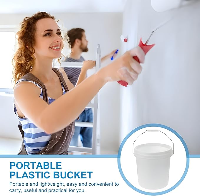 ATERET 2 Gallon White Bucket Only - All Purpose Pails - Food Grade - Made in USA - BPA Free Plastic (12 Pack)