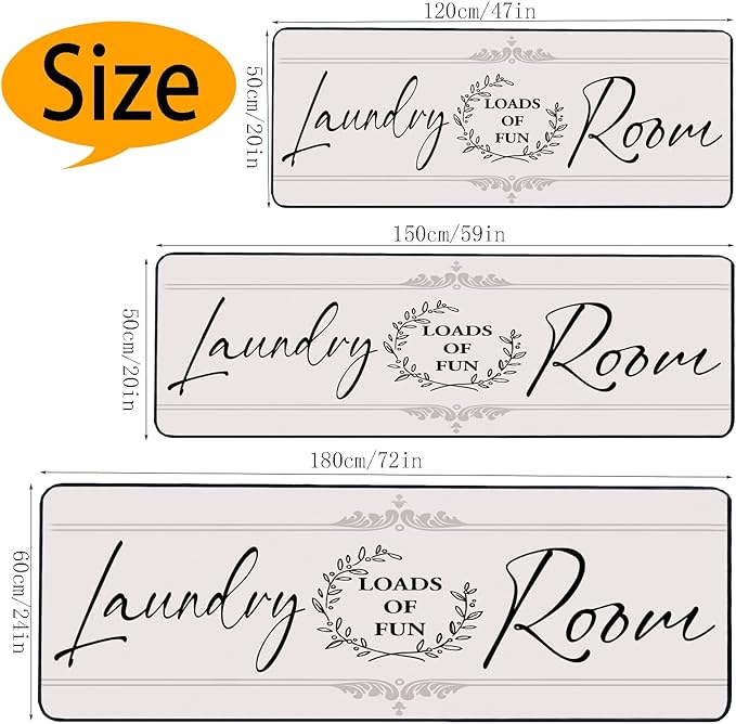 Laundry Room Rug Runner 20"X47" Non Slip Farmhouse Mats Organization and Washable Floor Long Rugs for Laundry Room Accessories Mudroom Kitchen Bathroom Area Rugs Decor