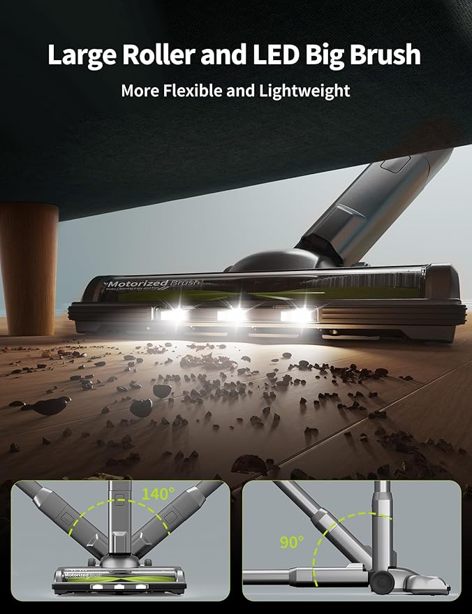 kalado Cordless Vacuum Cleaner 250w, 26000pa Stick Vacuum Cleaner, LED Display Screen, Detachable Battery, Suitable for Hard Floors, Carpets, Pet Hair