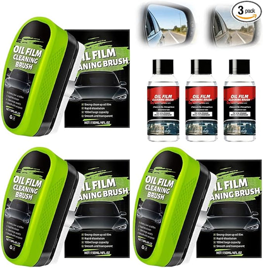 PVZXR Automotive Oil Film Cleaning Brush,Glass Cleaner, Car Windshield Cleaner, 150ml Automotive Oil Film Cleaning Brush - Preserve Clarity, Immediately See the Effects (3PCS)