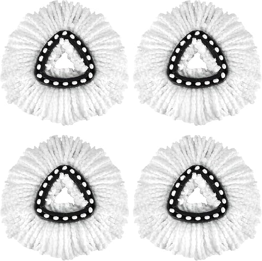 Qulable 4 Pack EasyWring Spin Mop Refill Replacement Heads - Microfiber, Compatible with Triangle Spin Mop, Multi-Surface Cleaning