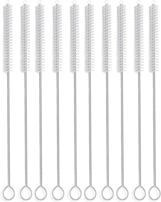 Long Straw Brush, Nylon Flexible,Reusable Pipe Tube Cleaner 12-ihch X 2/5-inch Set of 10