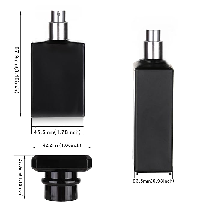 6 Pack 30ml / 1 Oz Black Assorted Refillable Perfume Bottle, Portable Square Empty Glass Perfume Atomizer Bottle Spray Applicator with 4 kinds of perfume dispenser(6 Pack 30ml / 1.01 oz. Black )