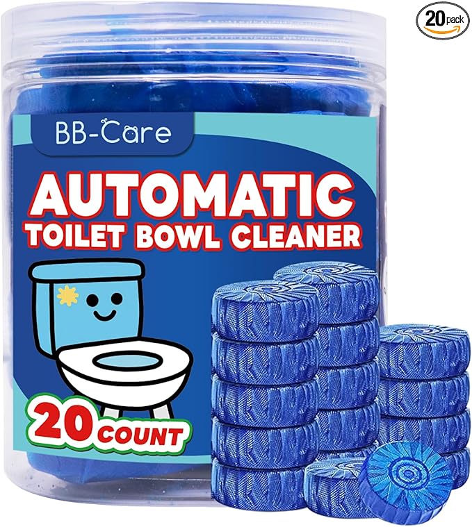 20 Count Automatic Toilet Bowl Cleaner Tablets, Bathroom Cleaning Tablets with Long-Lasting Formula, Toilet Cleaners, Blue