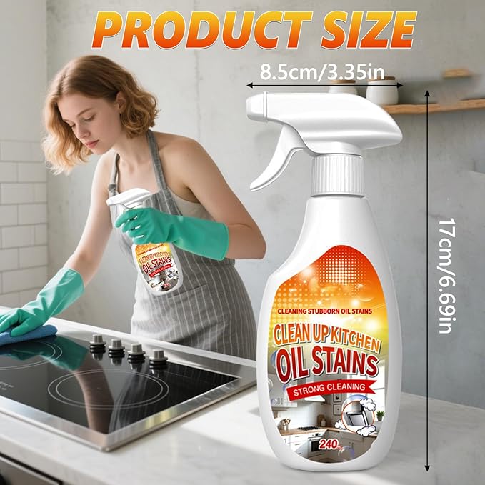 Clean Up Kitchen Oil Stains Spray,Kitchen Spray Cleaner,All-Purpose Cleaning Spray for Kitchens,Multi-purpose Oils Stain Cleaner,Clean Up Kitchens Oil Stains(240ml/8.45oz)