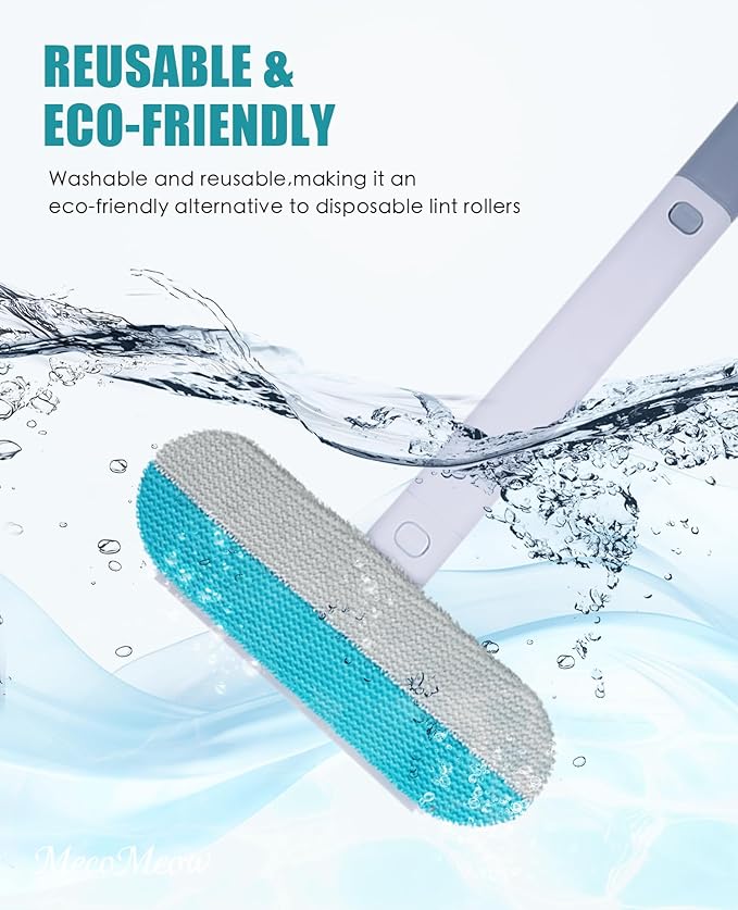 MecoMeow Pet Hair Removal Brush for Couch, Durable, Reusable, Washable Lint Cleaner for Dog and Cat Hair, Gentle on Furniture, Effective on Carpets, Clothing, Bedding-Simple