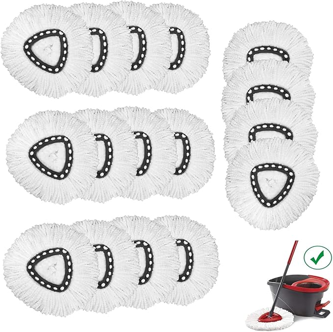 Yeeson Spin Mop Replacement Head, 16 Pack 100% Microfiber Mop Refills Spin Mop Replacements Head for Easy House Cleaning Floor Mopping