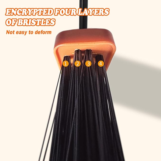 Xifando Heavy-Duty Adjustable Angle Broom with 56" Steel Handle - Ideal for Home, Garage, Kitchen, Bathroom, Office, and Outdoor Use - Durable & Efficient Cleaning Tool for Hard Floors (Orange)