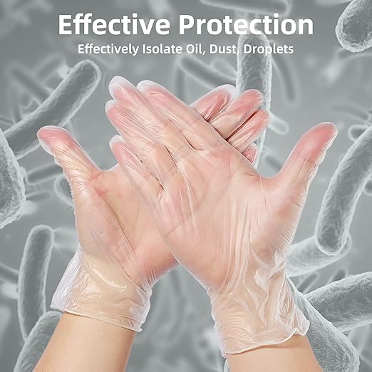Disposable Medical Clear Vinyl Exam Gloves Industrial Gloves - Latex-Free & Powder-Free 100PCS - Medium
