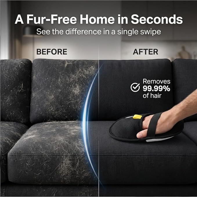 Lazy Lola Electrostatic Fur Removal Glove – Instant Pet Hair Remover for Dogs & Cats, Lint & Fur Pickup for Home, Furniture, Cars, & Clothing (2)