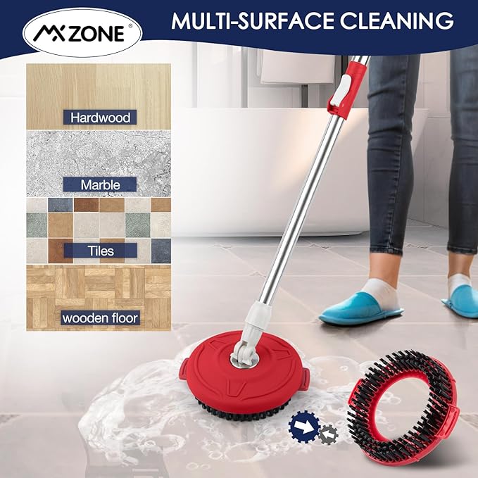 Spin Mop Brush for Hurricane 360°Spin Mop Systems, Scrubber Brush Replacement Head with Stiff Bristle, Great for Bathroom Kitchen Pool, Glass and Tile Walls, Round Shape Standard Universal Size