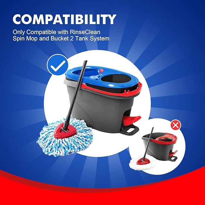 5 Pack Spin Mop Replace Head for Rinse Clean 2 Tank Spin Mop Head Refill Replacement for Rinse 2 Tank System Mircofiber Mop Heads Refill for All Floor Surface Clean