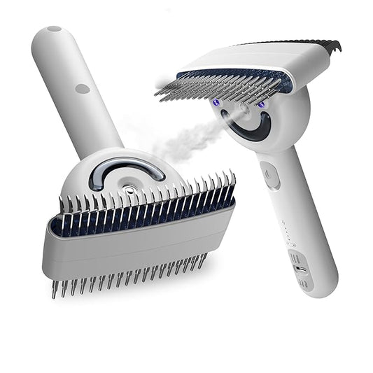 Dog brush for shedding & Cat Grooming Comb kit– Pet Steam brush with UV Sterilization, Rechargeable - Suitable for long-haired or curly-haired pets. Removes tangled hair