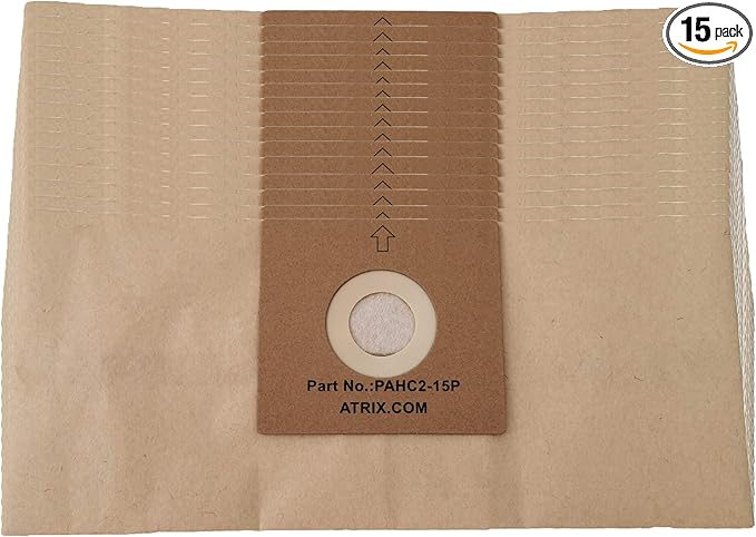Atrix PAHC2-15P Paper Filter Bags for Atrix Turbo Red Vacuum, 6-Quart, 15 Count