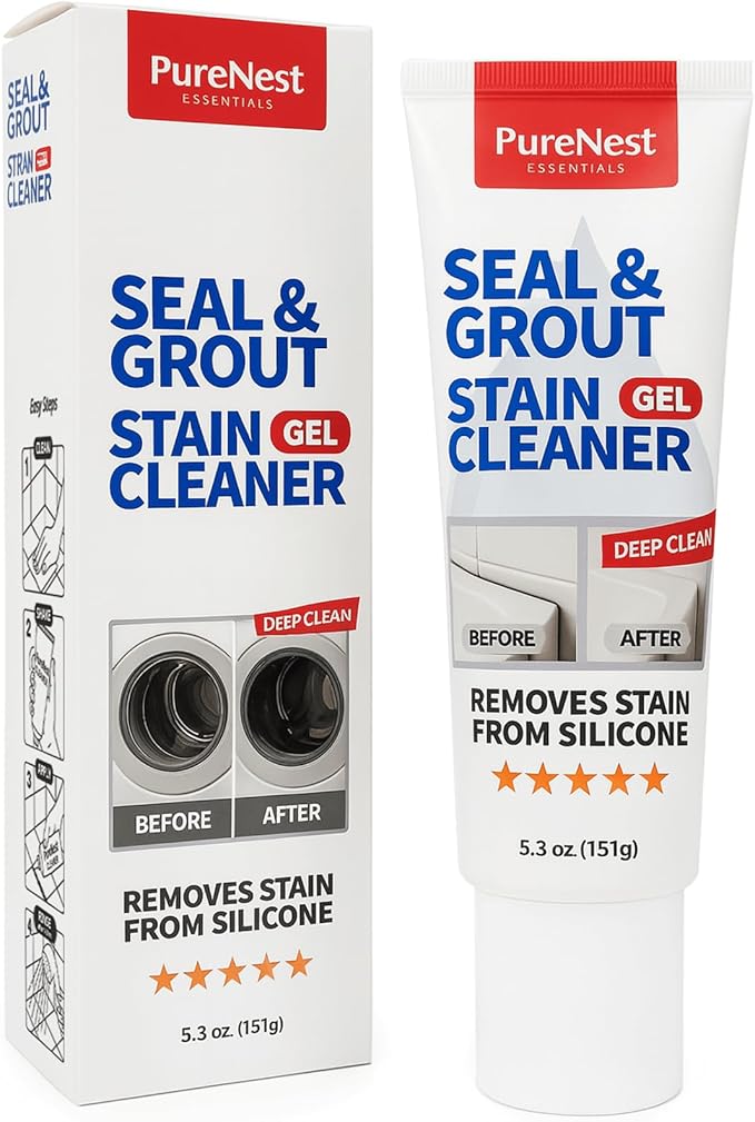 PureNest Super Easy Seal Stain Cleaner – No-Scrub Formula – Removes Stains from Seals, Sillicone Caulking, Shower Walls, Bathtubs, Refrigerator Gasket & Front Load Washer Seal – 5.3 oz