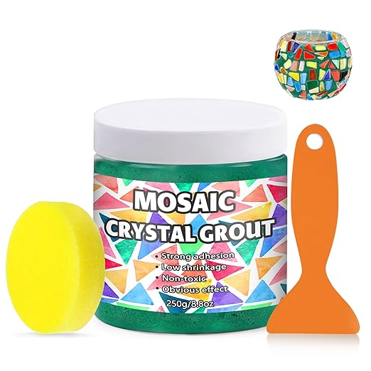 OOTDART Mosaic Crystal Grout, Mosaics Tile Tools, Mosaic Tile Accessories – Essential for Handmade Grouting and Perfect for DIY Craft Projects (Green, 8.8oz)