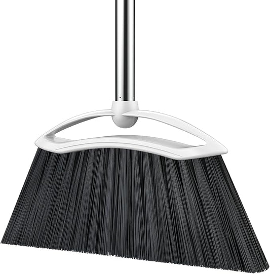 EZKEY Heavy Duty Broom, 54-inch Adjustable Long Handle Angle Brooms Large Brooms for Sweeping Indoor and Outdoor Commercial Broom for Home Kitchen Patio Garage Porch Courtyard Classroom, White