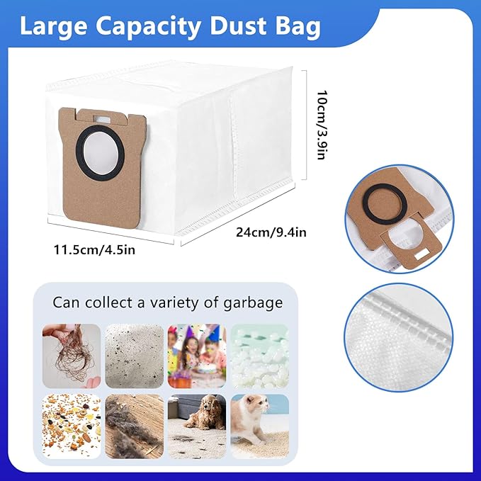 Replacement Part for Dreame L10 Ultra /L10s ultra /L10s pro/ L10s Pro Gen 2/ L10 prime; Xiaomi X10+/ X20+ Vacuum Cleaner,1Rubber Main Brush,6Mop Pads, 5Dust Bag,4Filters-iRobacc 21 PCS