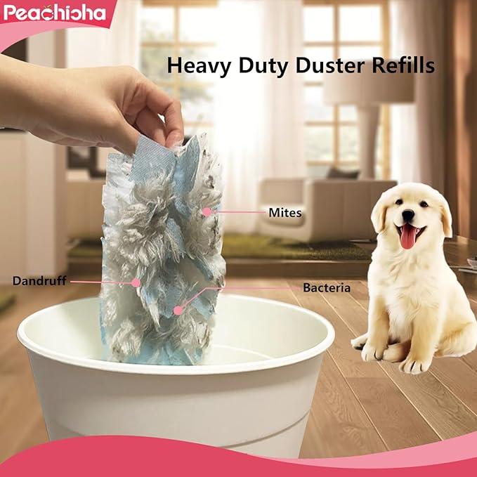 PEACHICHA Disposable Duster Refill Compatible with Swiffer Handle Blue Duster Replacement Head Total 30 Pcs