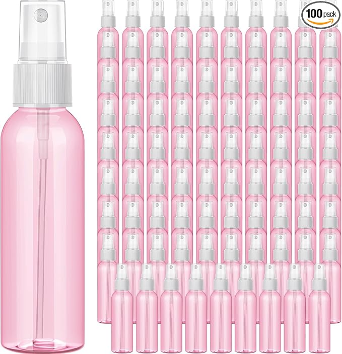 Tanlade 100 Pcs 2oz Small Spray Bottles Refillable Mini Spritzer Clear Empty Plastic Spritz Bottle Refillable Reusable Travel Size Mist Sprayer for Travel Cleaning Perfume Liquid(Red)