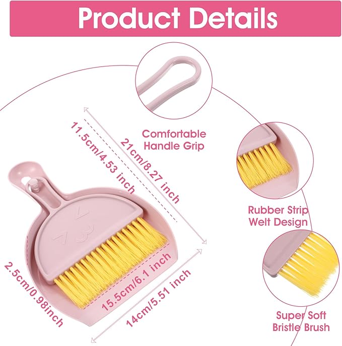 Ouligay Small Dustpan and Brush Set Mini Handheld Broom and Dustpan Set Portable for Home, Sofas, Kitchen countertops, Storage Shelves, Office desks, bathrooms, and pet Areas