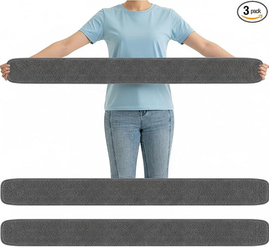 LOYIM 3 Pcs Large 48 Inch Commercial Replacement Microfiber Pads Reusable Wrestling Wet Mop Refill Pads for Flat Mop Frames Wet and Dry Use (Micronfiber & Cotton,Grey)