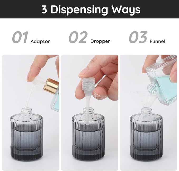 Segbeauty 30ml Fine Mist Spray Bottle with Perfume Refill Kit, 1oz Black Refillable Perfume Atomizer Bottle for Travel, 2pcs Empty Vintage Glass Travel Bottles for Toiletry, Cologne Atomizer for Men