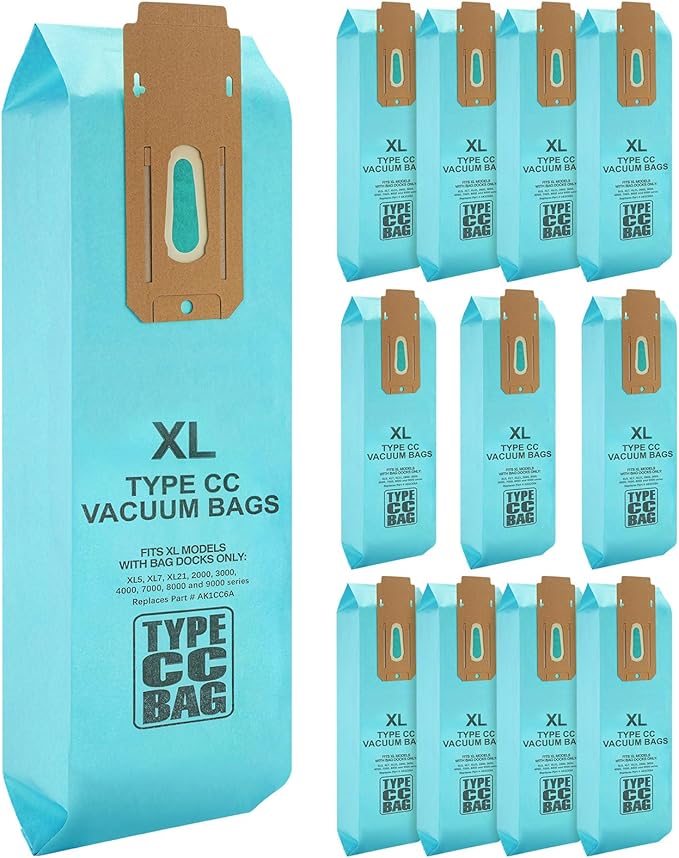 12 Packs Vacuum Bags for Oreck Type CC, Compatible with All Oreck XL Upright Vacuum Cleaner - Replaces Part # CCPK8DW
