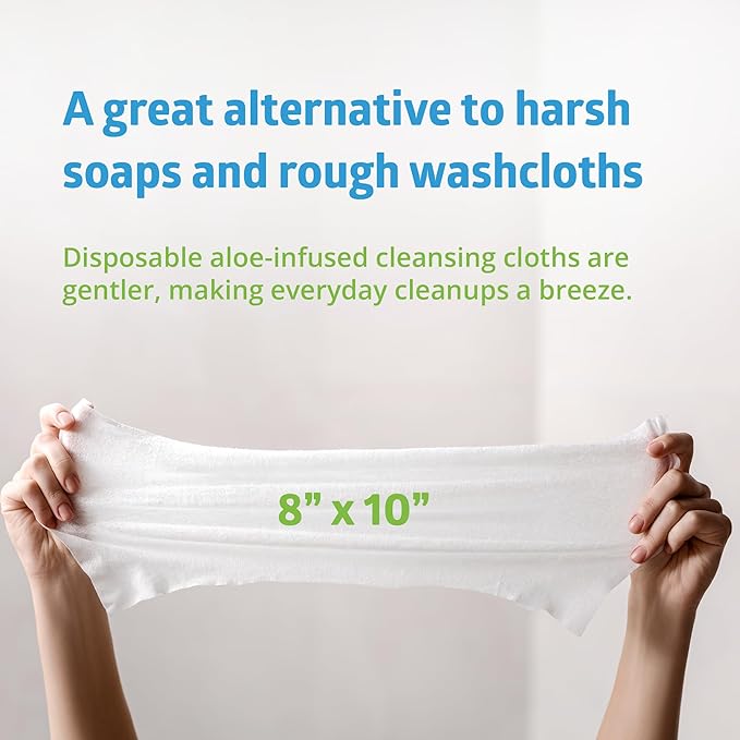 FitRight Aloe Personal Cleansing Cloth Wipes, Scented, 8 x 10 inch Adult Large Incontinence Wipes, 68 count, pack of 12