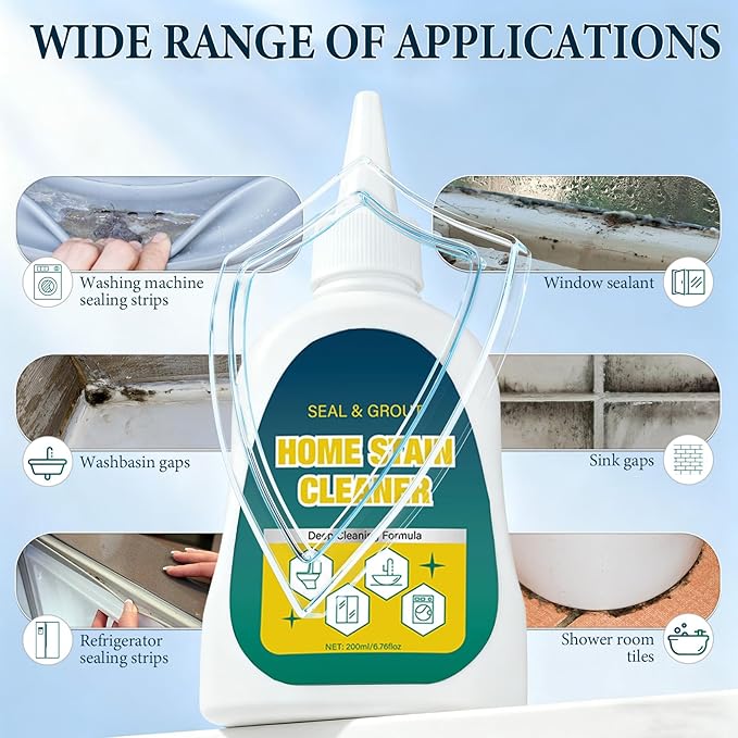 Deep Cleaning Gel – Home Stain Cleaner Gel, Washing Machine Grout Cleaner For Tile Gaps, Washing Machine Seals, Fridge Rubber, Sink And Bathroom