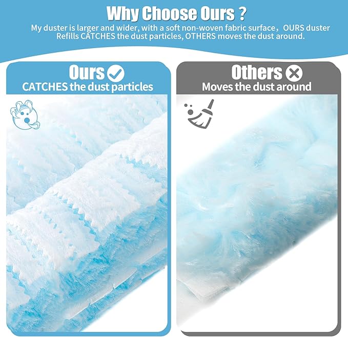 Senowi 40 Count 360° Heavy Duty Duster Refills Compatible with Swiffer,Large Size-Extra Thick Disposable Electrostatic Duster Refill with 1 Retractable Handle(35-inch Length Fully expanded)