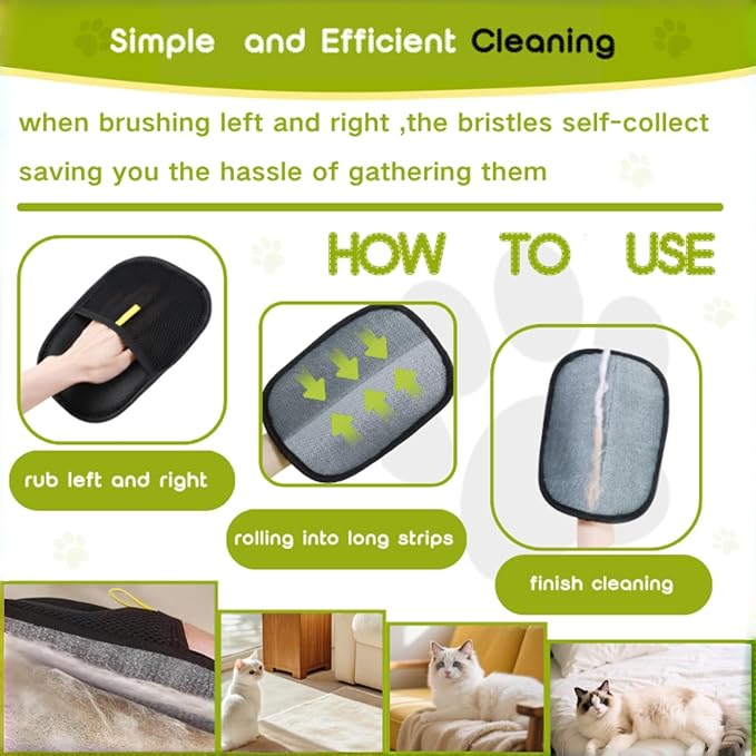 BYNGYDDZ Pet Hair Removal Glove for Dogs and Cats - Electrostatic Pet Hair Gloves &Pet Hair Remover Tool for Furniture, Car Seats, Clothing, Couch, Carpet